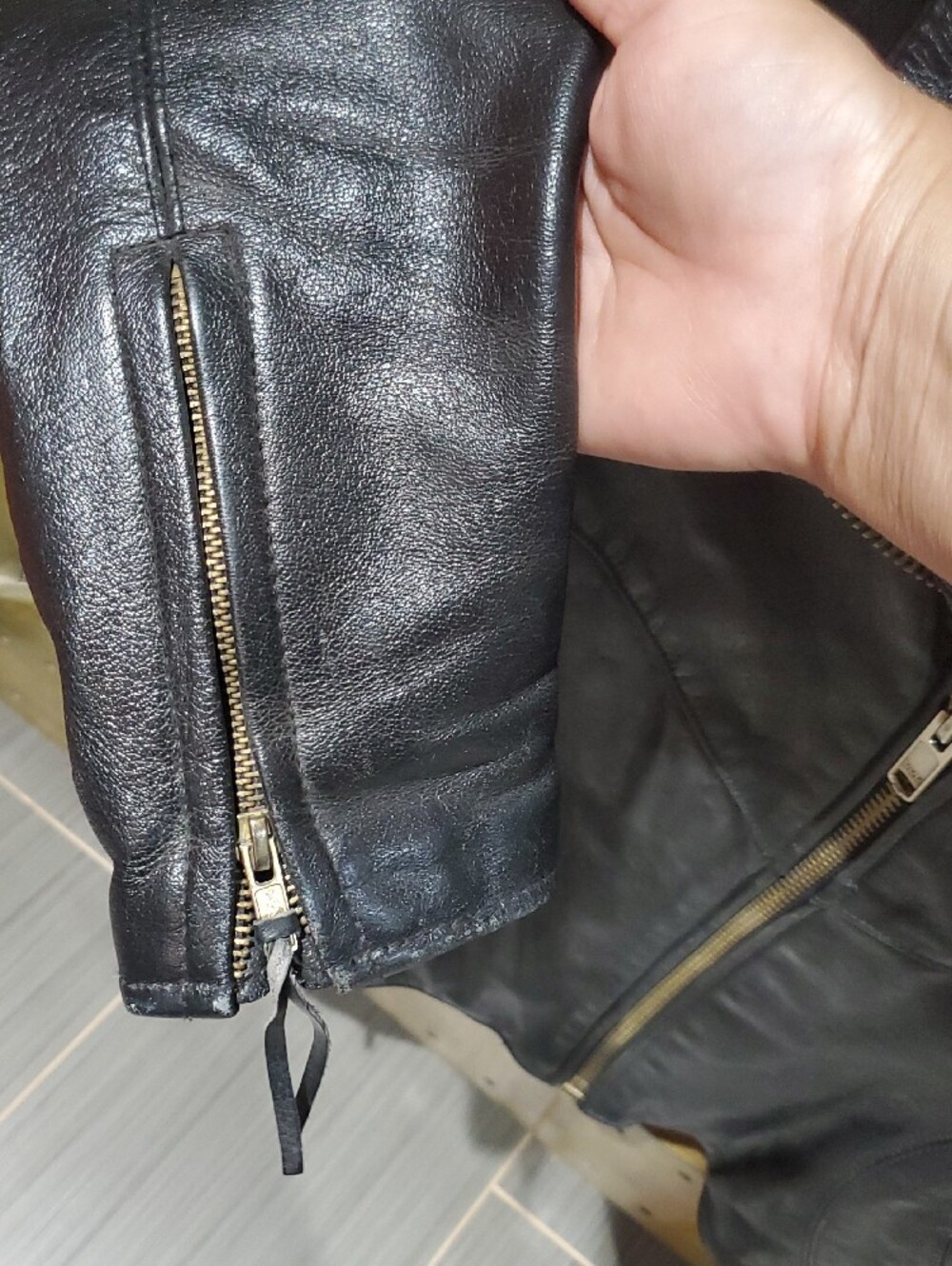 Vintage Black Leather Moto Jacket Echtes Leder Futter Echt Leer Ironhorse Combat - Picture 4 of 14